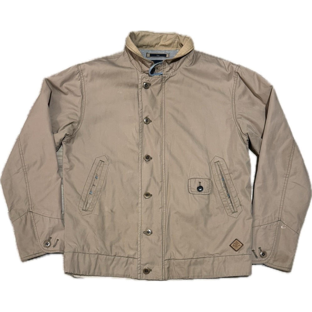 Paul Smith Jeans Mens Harrington Jacket Tan Khaki Full Zip Button Large L